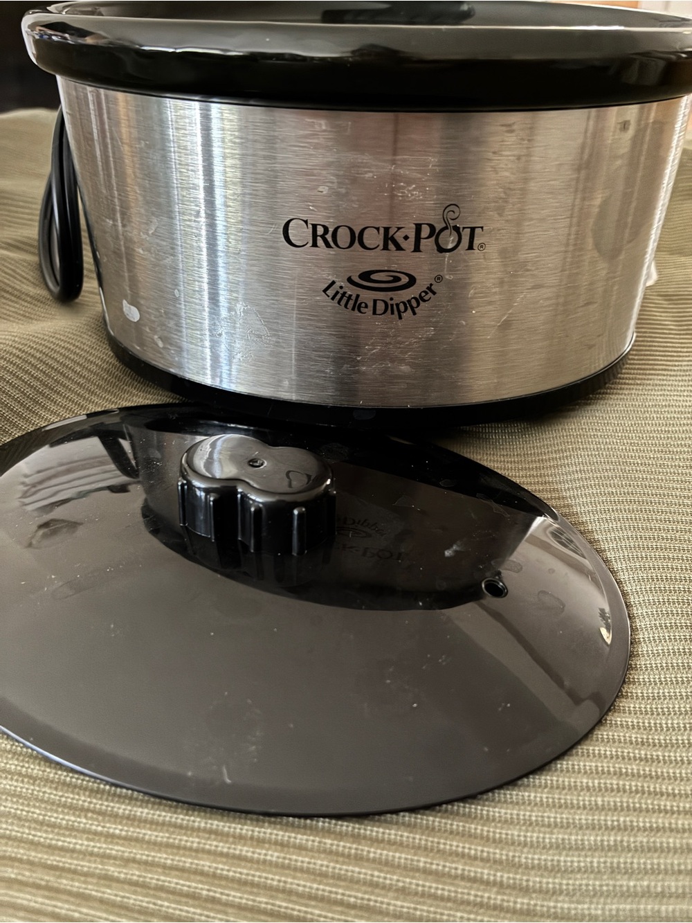 Crock-Pot Little Dipper Stainless Steel Dip Warmer with Black Lid